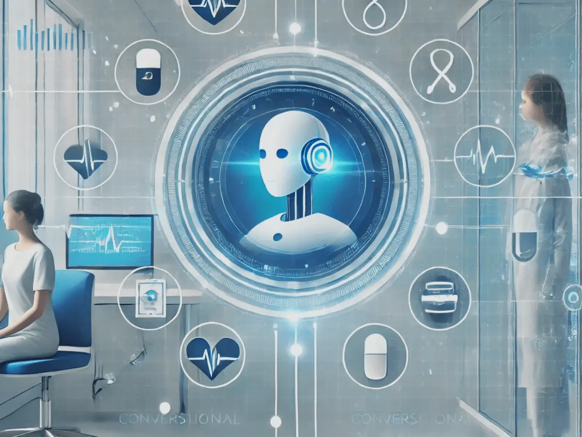 an-illustration-depicting-how-conversational-ai-in-healthcare-revolutionizes-patient-care-featuring-a-futuristic-ai-powered-virtual-assistant-interacting-with-a-patient-in-a-modern-hospital-setting